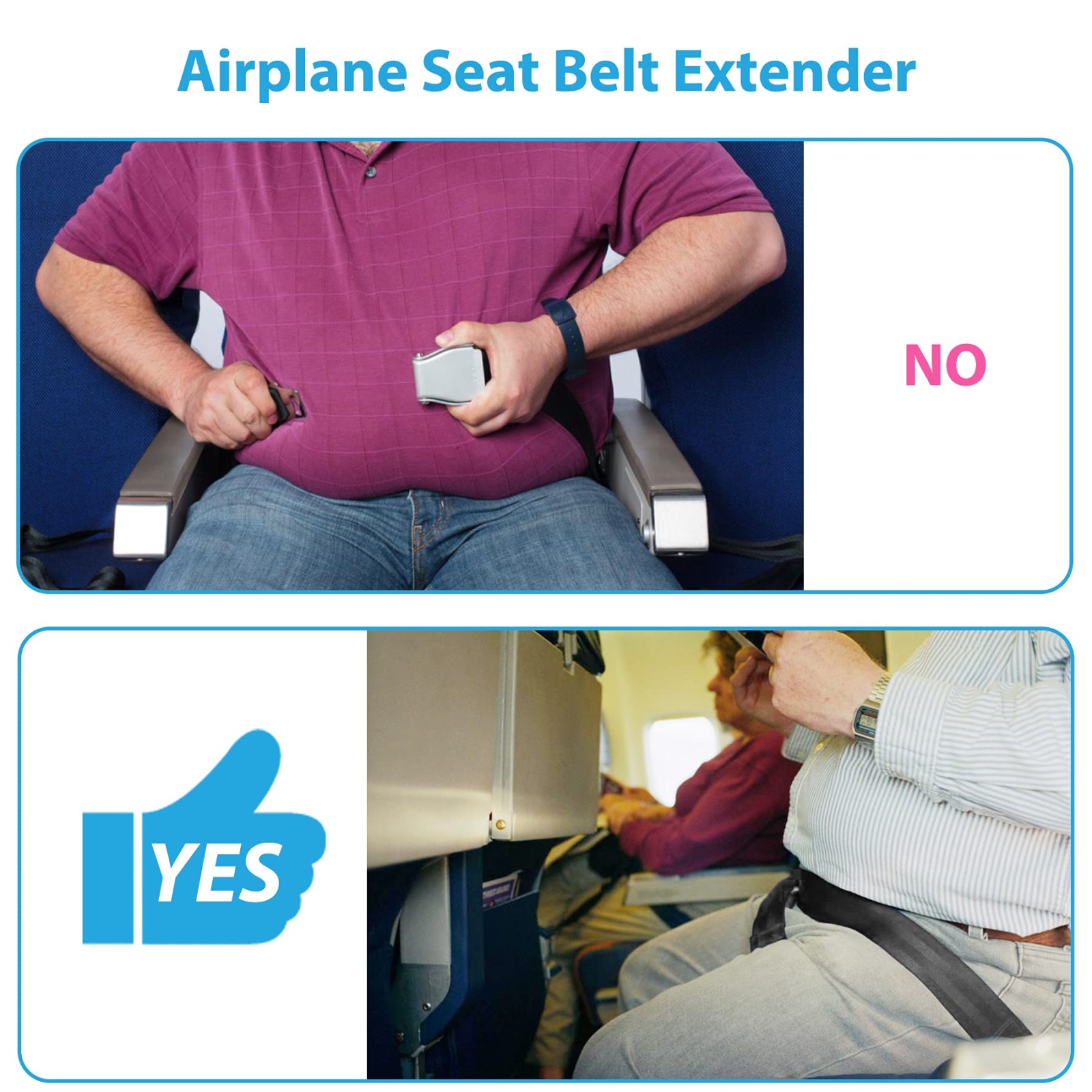 Universal Adjustable Airplane Seat Belt Extender