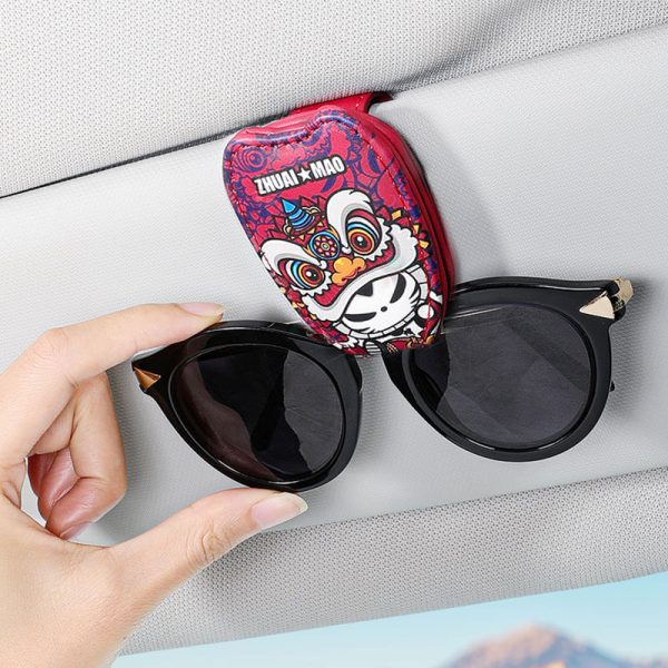 Attractive Magnetic Leather Sunglass Holder for Car Visor (5)