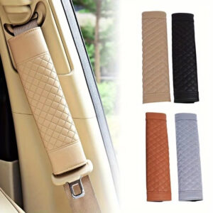 Beige Seat Belt Cover in the Car
