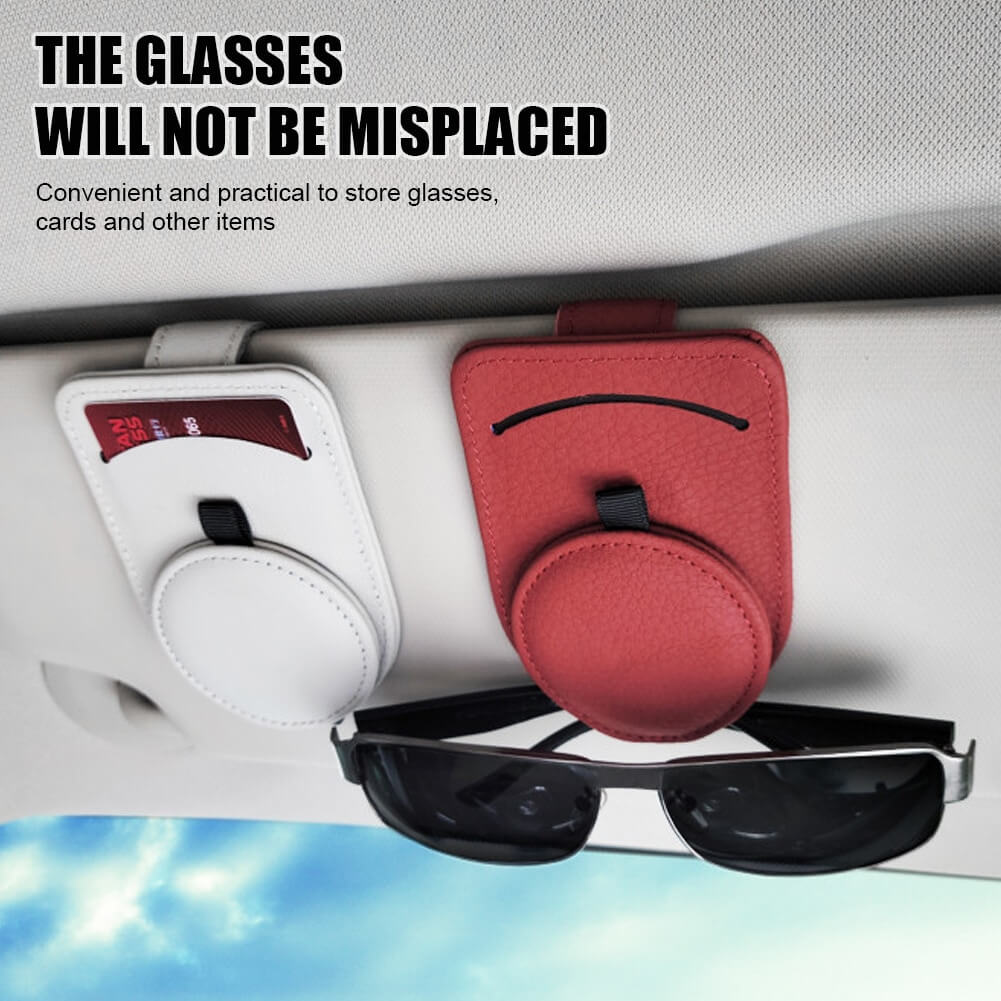 Multi-color Car Sunglasses Holder, Pu Leather Magnetic Visor