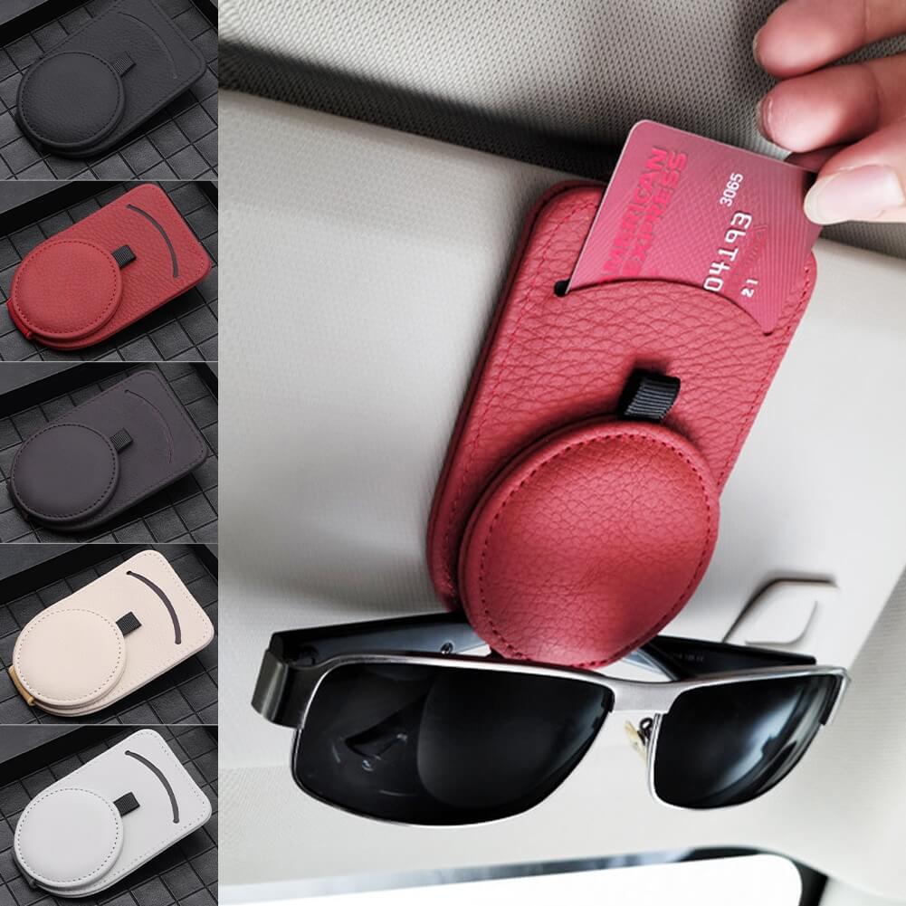 Buy SINGARO Sunglasses Holder for Car, Leather Magnetic Buckle Sun Visor  Sunglass Clip, Ticket Card Storage Glasses Clip, Car Interior Accessories  for Men and Women（2PCS Black-red） Online at desertcartINDIA