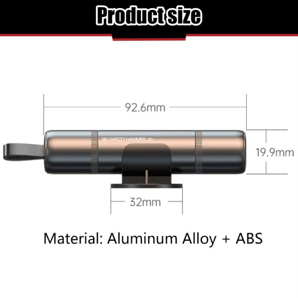 size of seat belt cutter and glass breaker